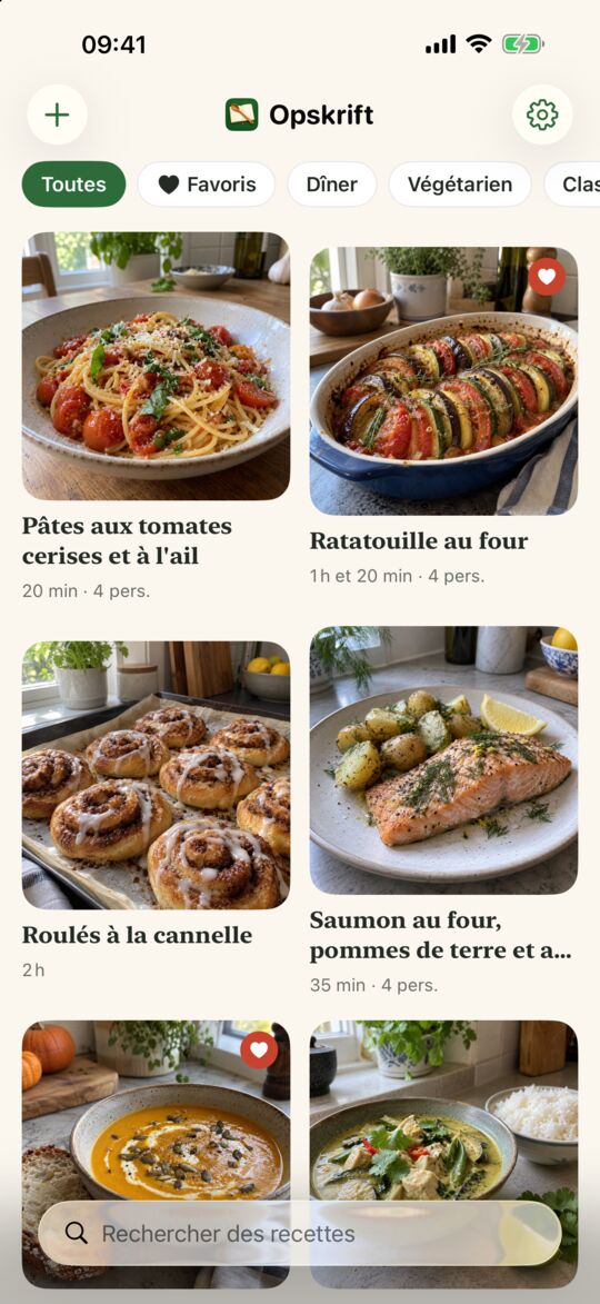 Toutes vos recettes au même endroit